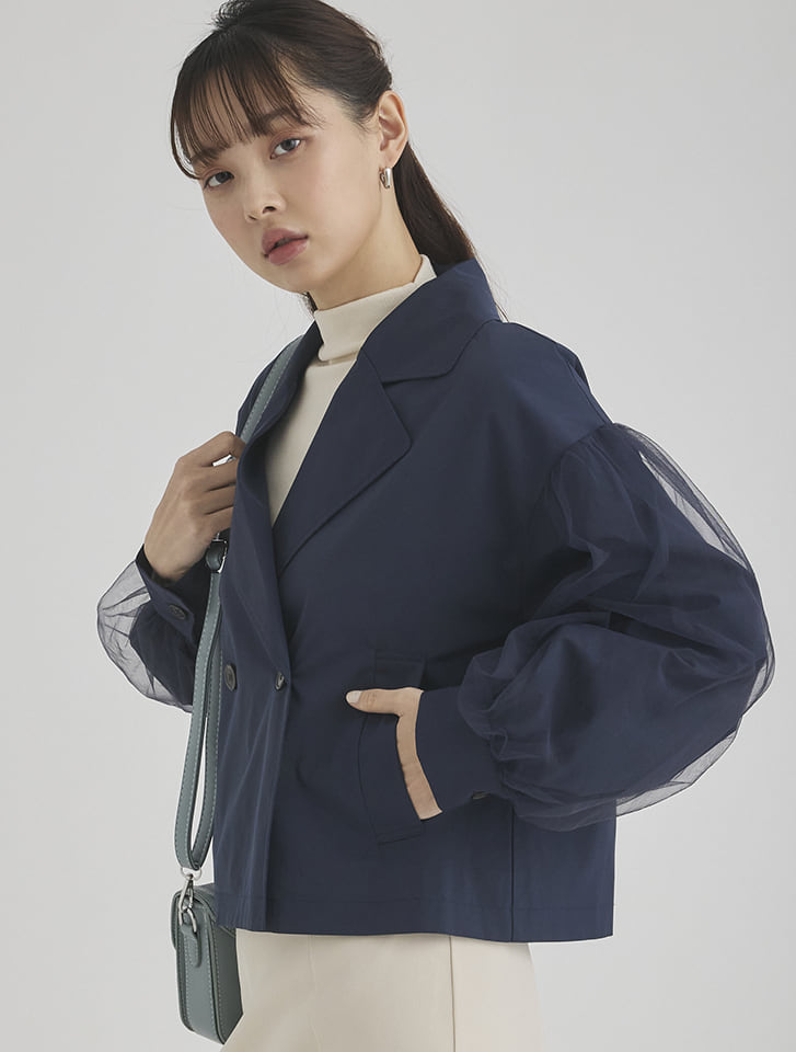 fifth チュール袖ショートトレンチ | 人気レディースファッション通販