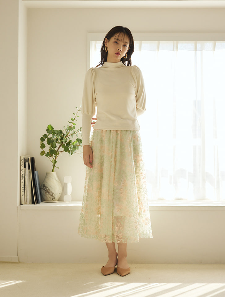 fifth フラワー刺繍チュールスカート | 人気レディースファッション