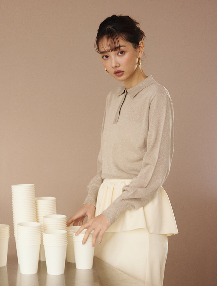 値下げ　シアーラメポロニット　ビューティーアンドユース BEAUTY&YOUTH UNITED ARROWS（ビューティーアンドユース