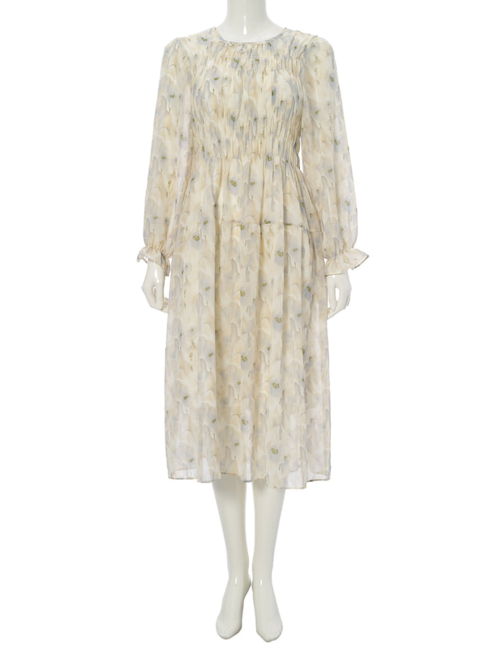 fifth 水彩フラワー柄シャーリングワンピース | 人気レディース