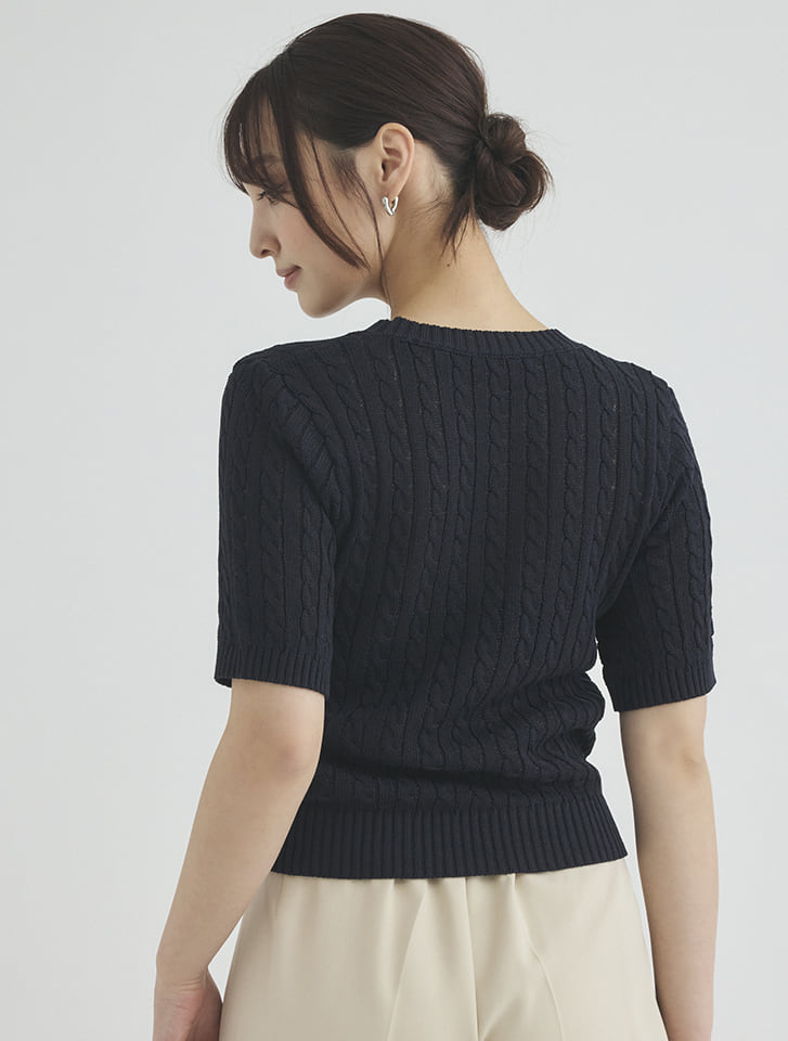 fifth ケーブル編み刺しゅうニットトップス | 人気レディース