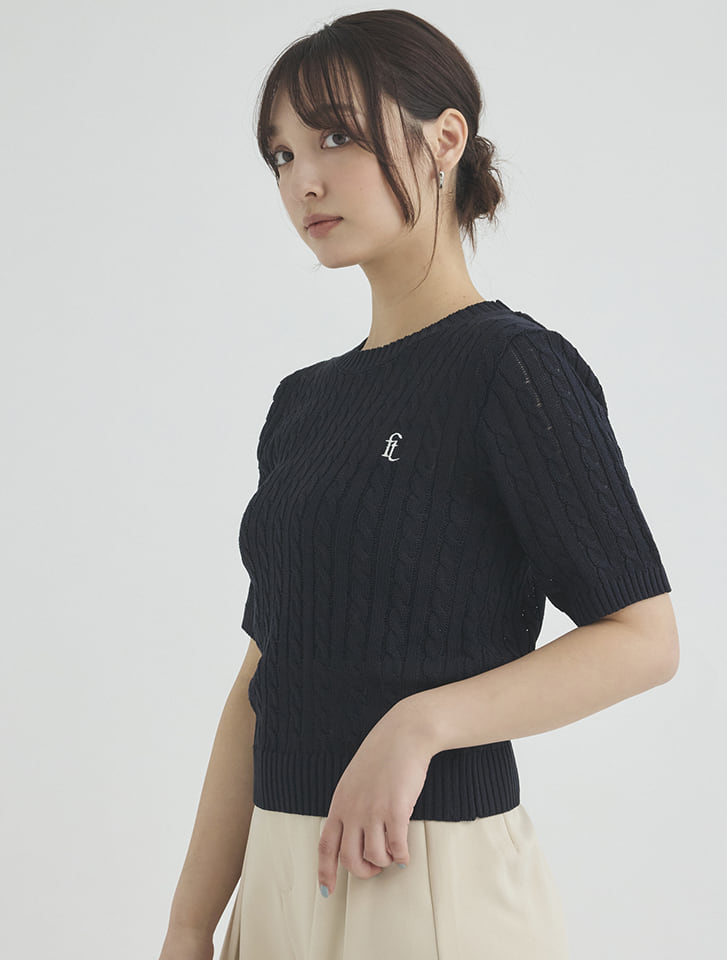 fifth ケーブル編み刺しゅうニットトップス | 人気レディース