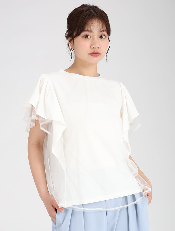 noirkeininomiya フリルチュールホワイトTシャツSサイズ