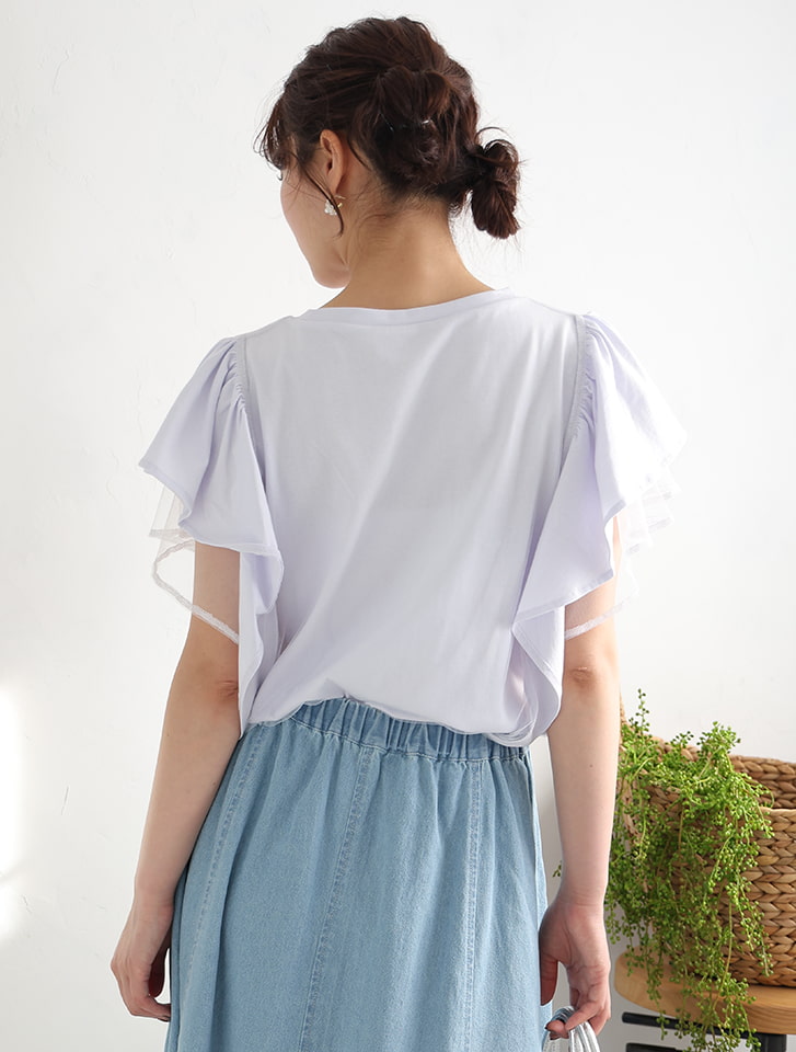 tシャツ アシメトリーチュールフリルカットソー レディース fifth アシンメトリーチュールフリルカットソー | 人気