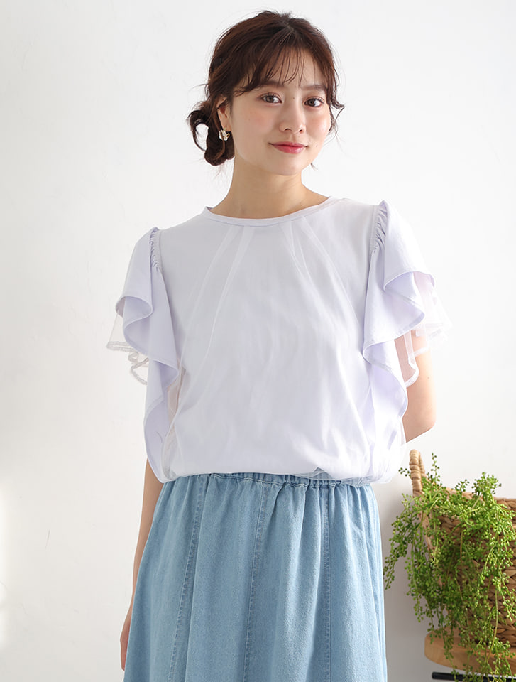 チュールフリルTシャツ