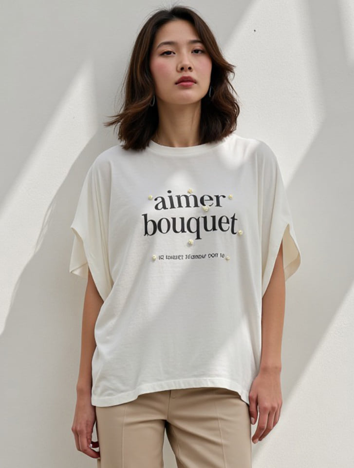 パールプリントTシャツ