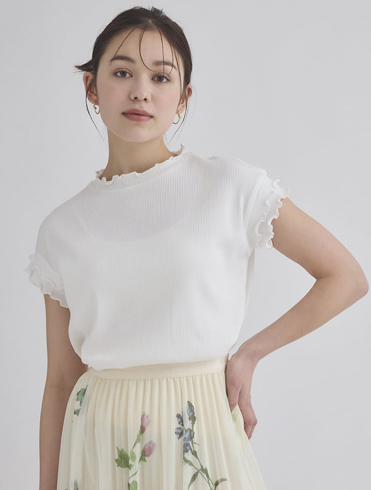 リブメローフレンチスリーブTシャツ