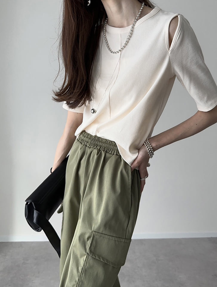 【cestmignon_mauセレクト】カットリブカットアウトプルオーバー