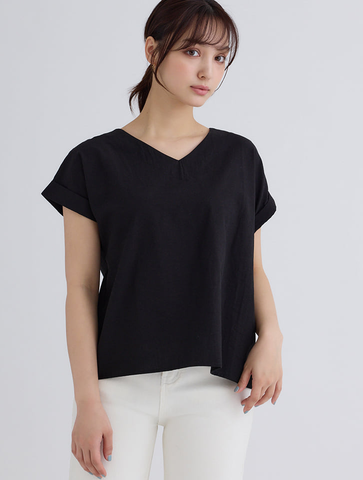 【fifth/フィフス】Vネックシボ加工ブラウス 【fifth/フィフス】Vネックシボ加工ブラウス