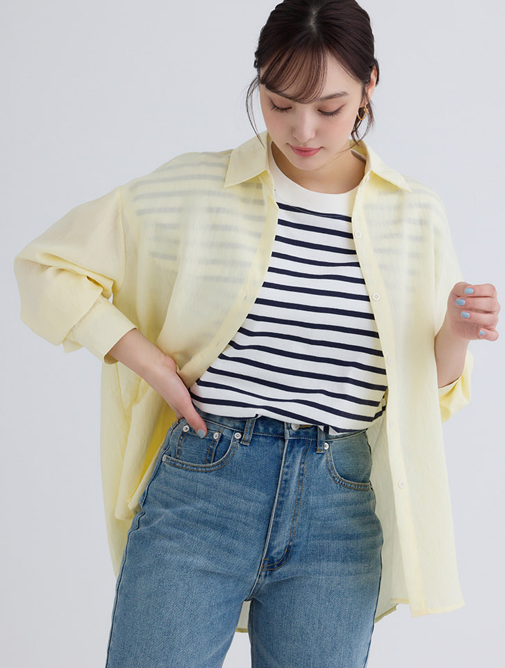 【fifth/フィフス】シワ加工長袖シアーシャツ 【fifth/フィフス】シワ加工長袖シアーシャツ