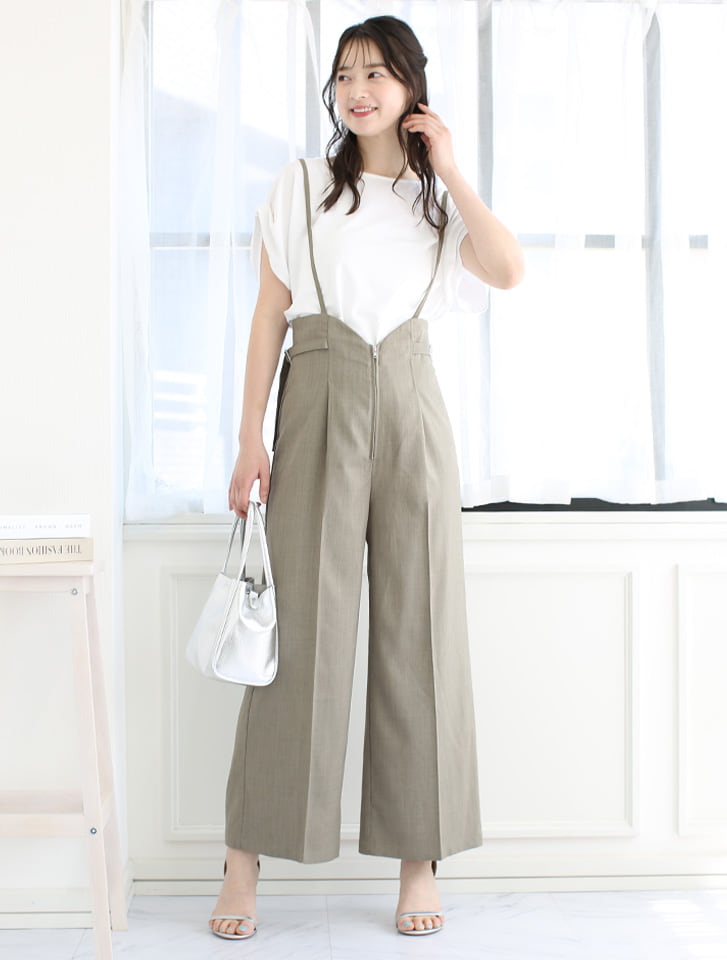 fifth 麻調サスペンダー付パンツ | 人気レディースファッション