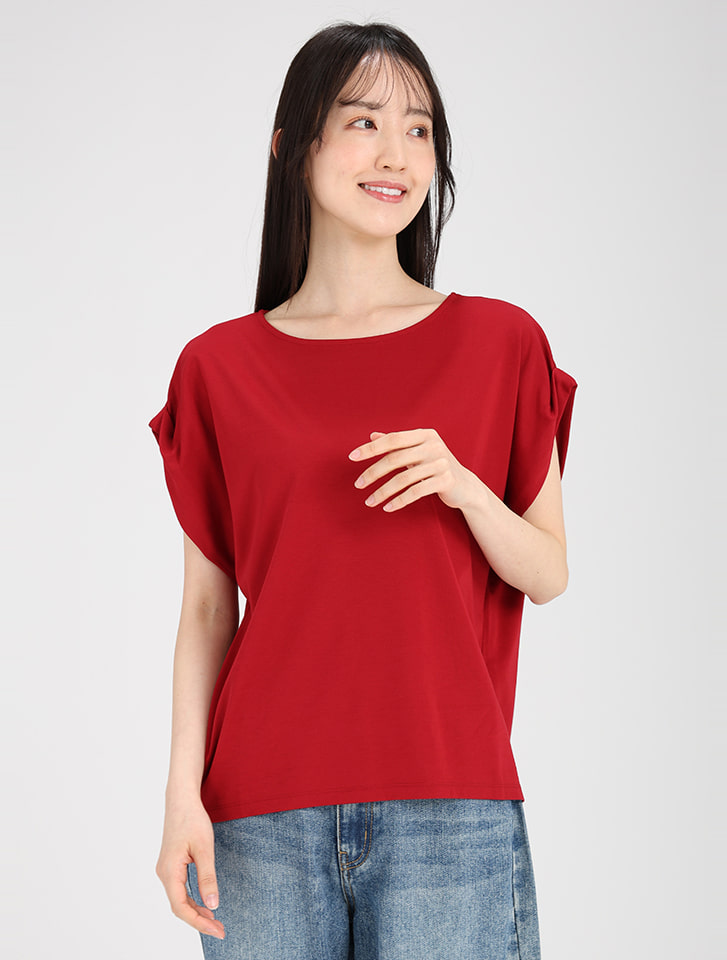 【接触冷感】袖口折り返しデザインTシャツ