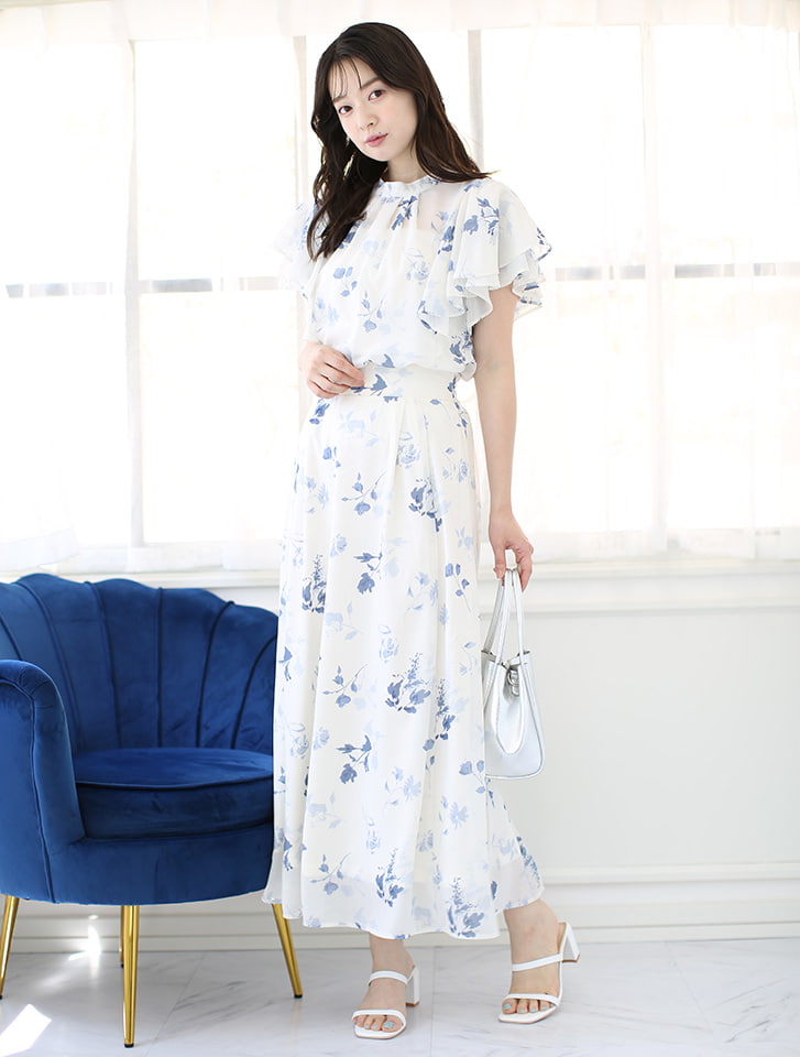 fifth 【セットアップ対応】シフォン花柄フリルブラウス | 人気