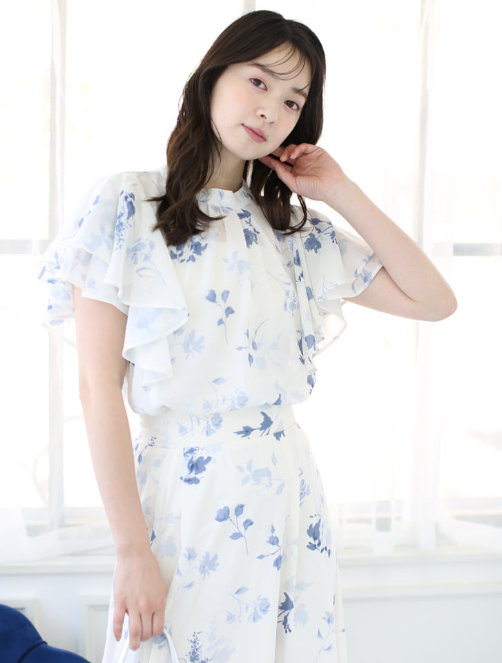 fifth 【セットアップ対応】シフォン花柄フリルブラウス | 人気