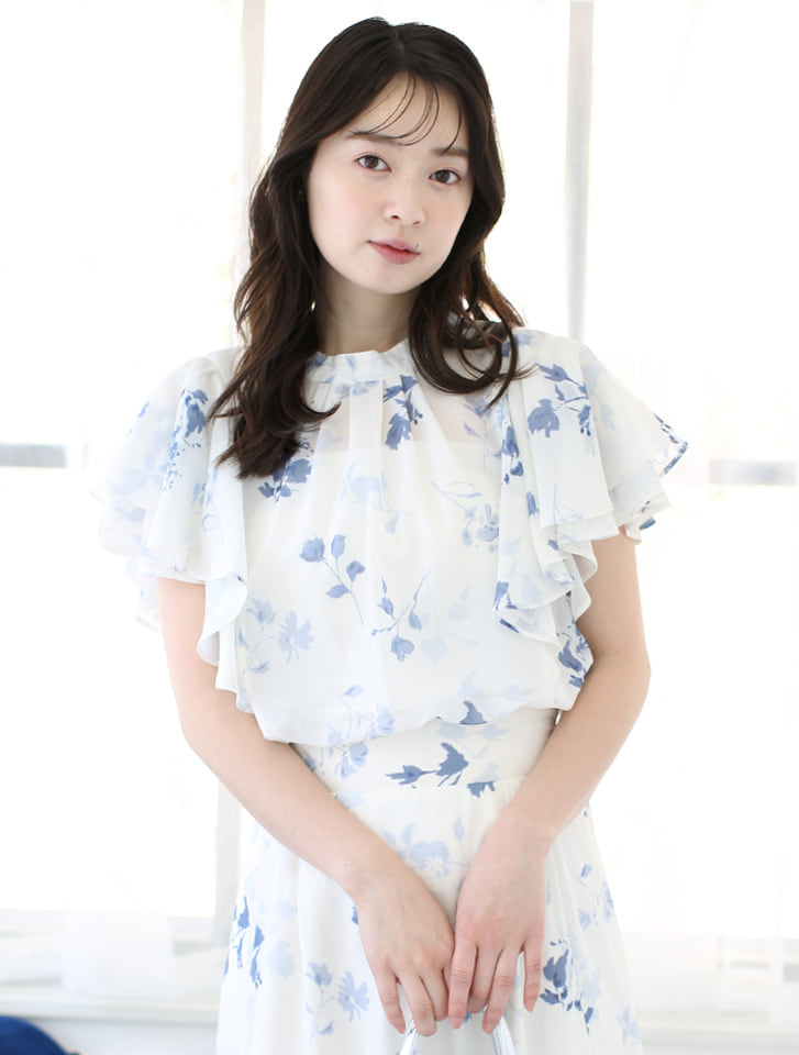 【fifth/フィフス】【セットアップ対応】シフォン花柄フリルブラウス 【fifth/フィフス】【セットアップ対応】シフォン花柄フリルブラウス