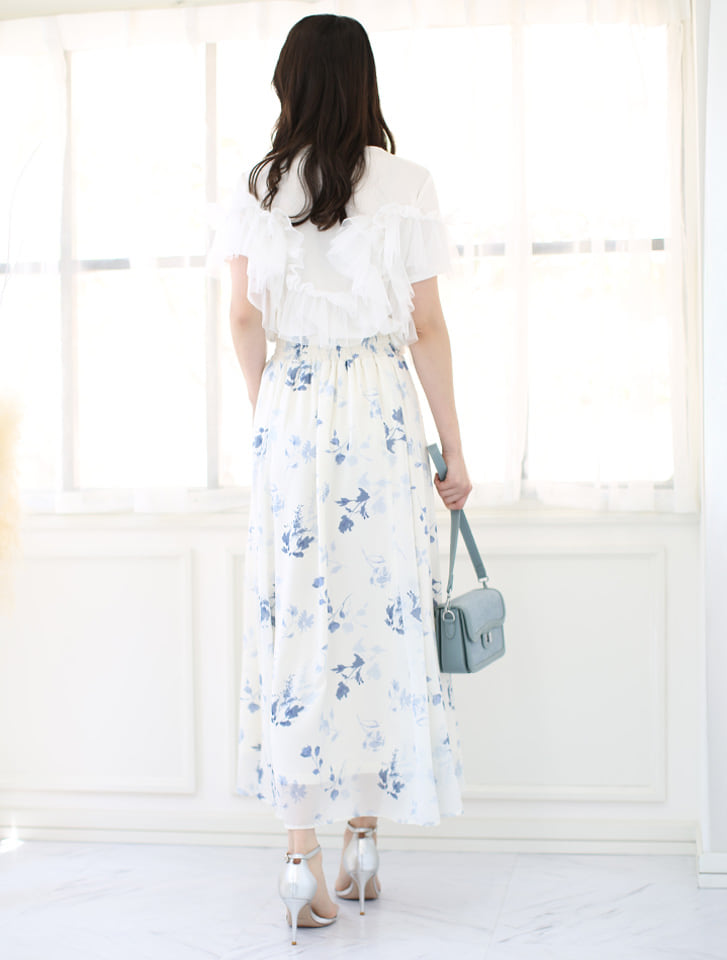 花柄シフォンスカート/洗える(ロング・マキシ丈スカート) | MK
