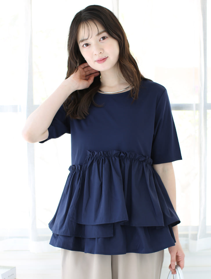 【fifth/フィフス】【接触冷感】アシンメトリードッキングTシャツ 【fifth/フィフス】【接触冷感】アシンメトリードッキングTシャツ