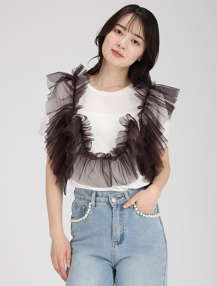 fifth 【接触冷感】チュールドッキングTシャツ | 人気レディース