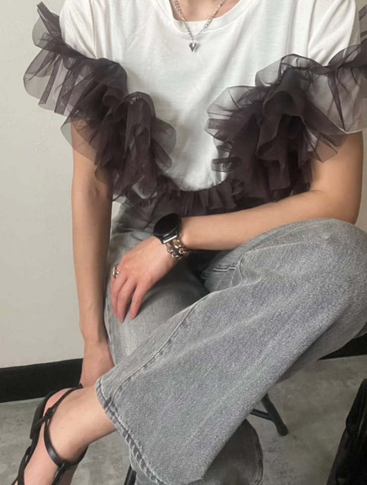 fifth 【接触冷感】チュールドッキングTシャツ | 人気レディース