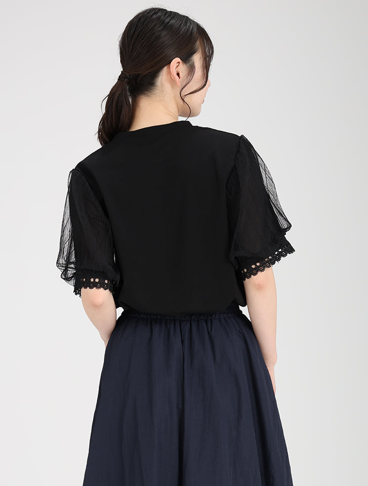 ブラックナース服 パフスリーブ付き fifth パール付きパフスリーブTブラウス | 人気レディース