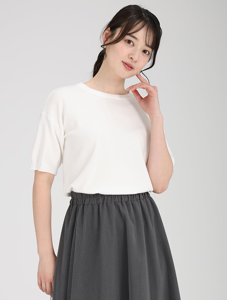 ハーフスリーブもちもちニット