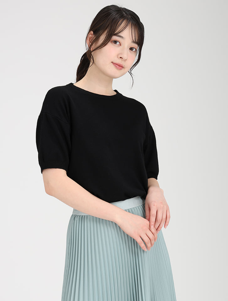 ハーフスリーブもちもちニット