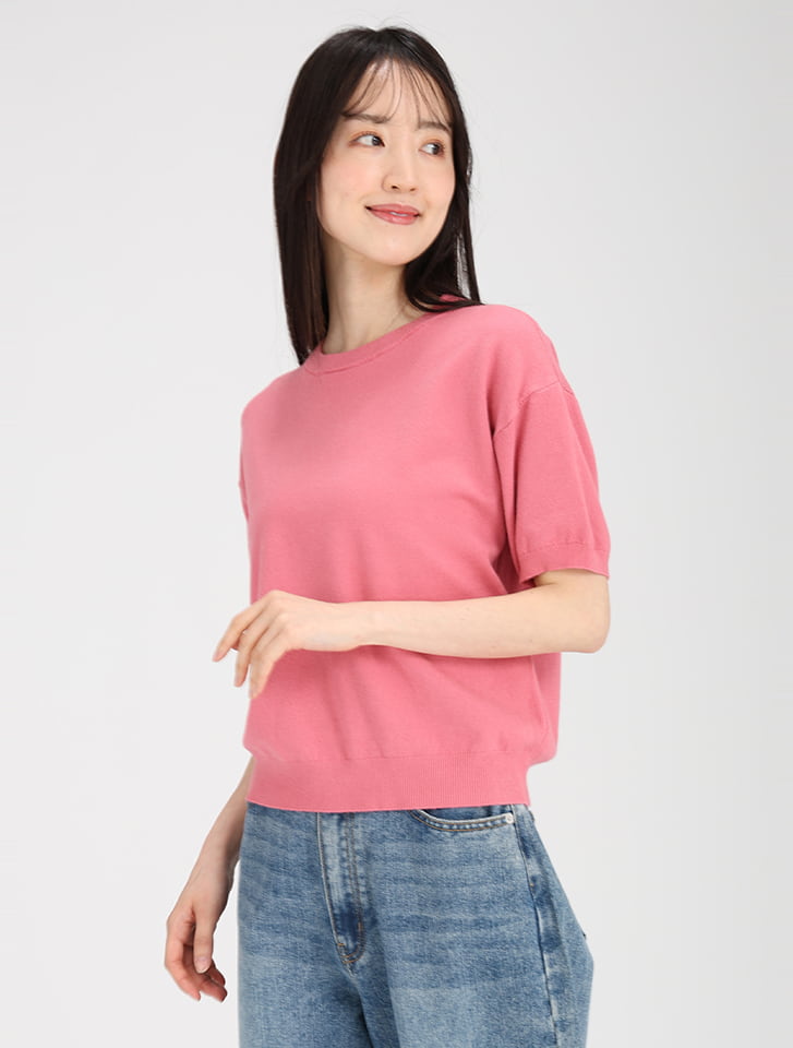ハーフスリーブもちもちニット