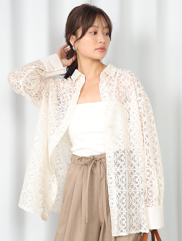 【fifth/フィフス】レースロングシャツ 【fifth/フィフス】レースロングシャツ