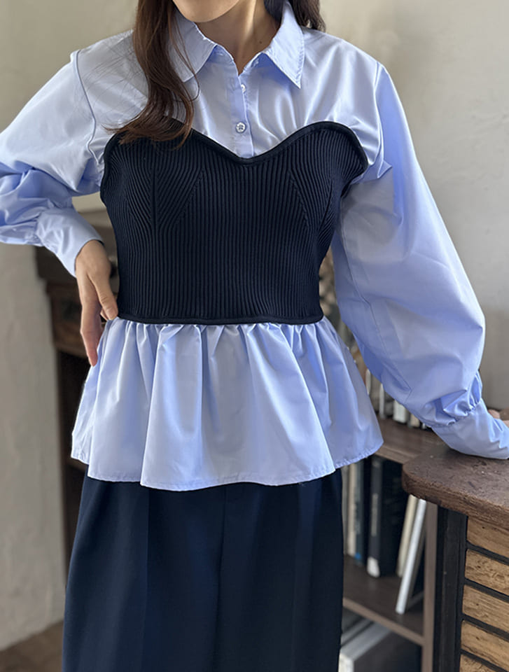 ビスチェニットドッキングシャツ