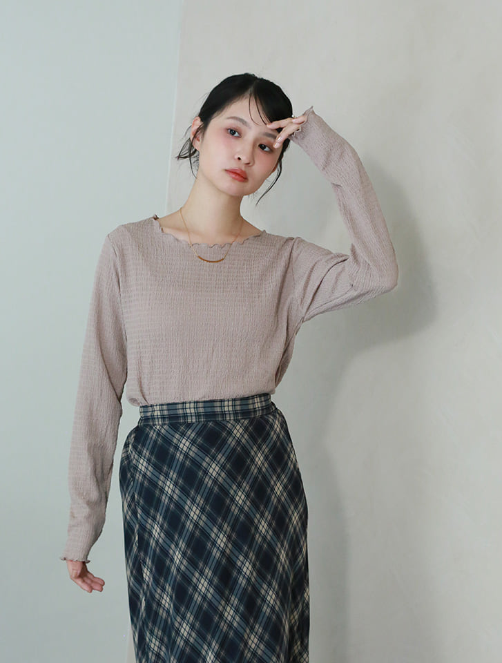 カットシャーリングクルーネックロンT