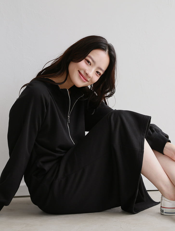 fifth 【cestmignon_mauセレクト】フロントファスナー裏毛ワンピース