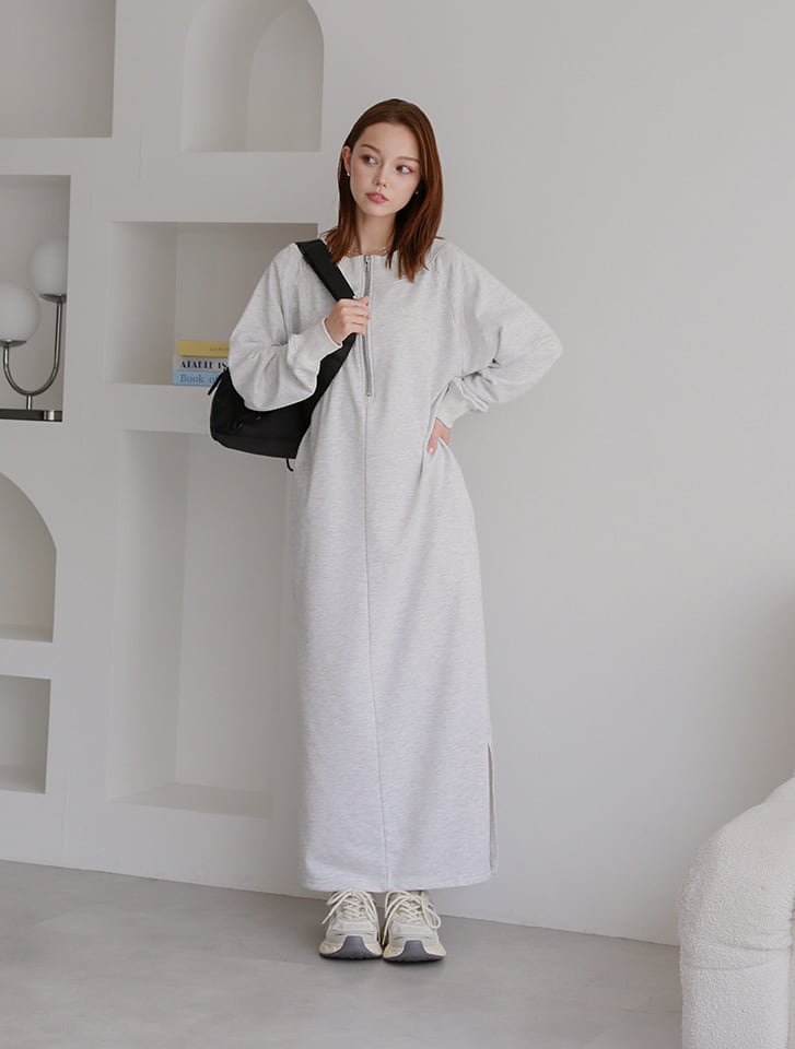 fifth 【cestmignon_mauセレクト】フロントファスナー裏毛ワンピース