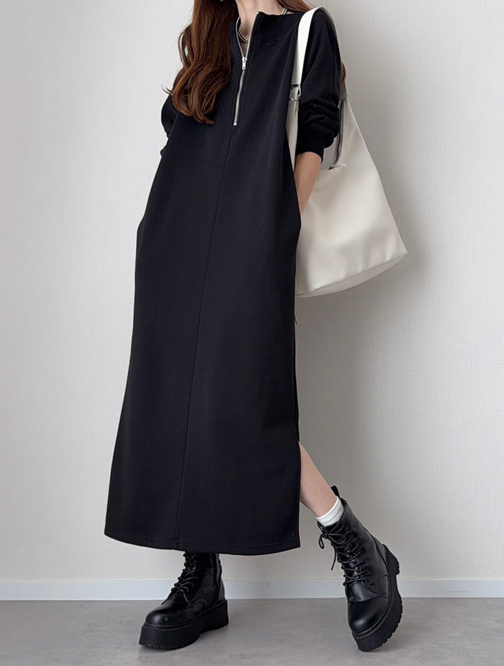 fifth 【cestmignon_mauセレクト】フロントファスナー裏毛ワンピース