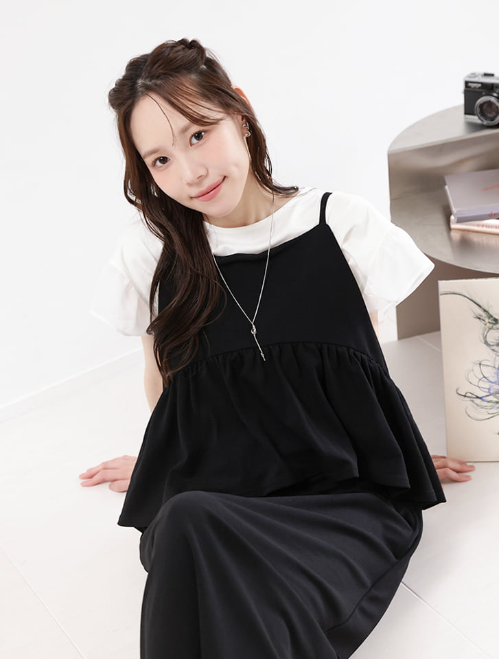 fifth 【shieセレクト】ペプラムデザインドッキングキャミワンピース