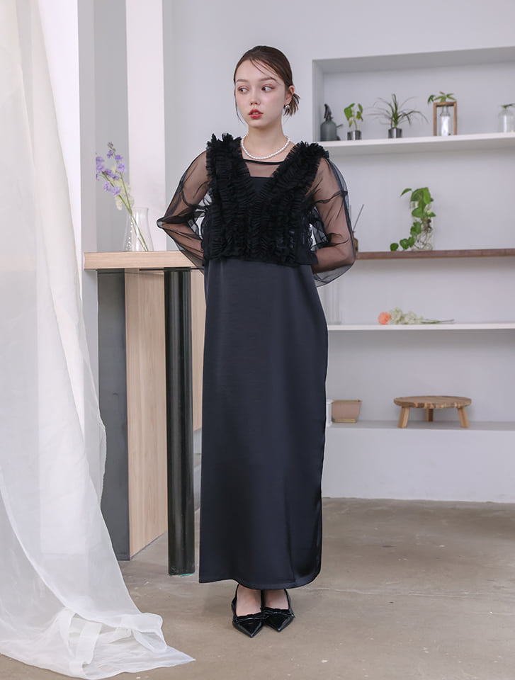 fifth 【3点SET】シアートップス×キャミワンピース×チュールビスチェ