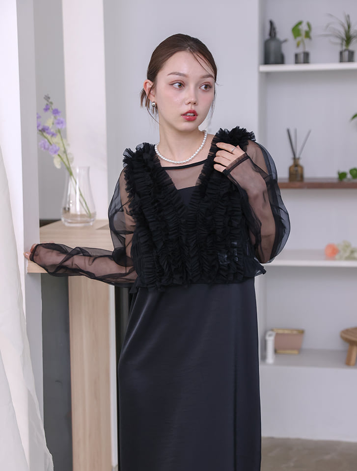 fifth 【3点SET】シアートップス×キャミワンピース×チュールビスチェ