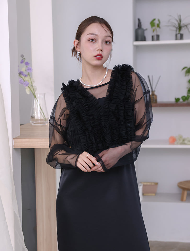 fifth 【3点SET】シアートップス×キャミワンピース×チュールビスチェ