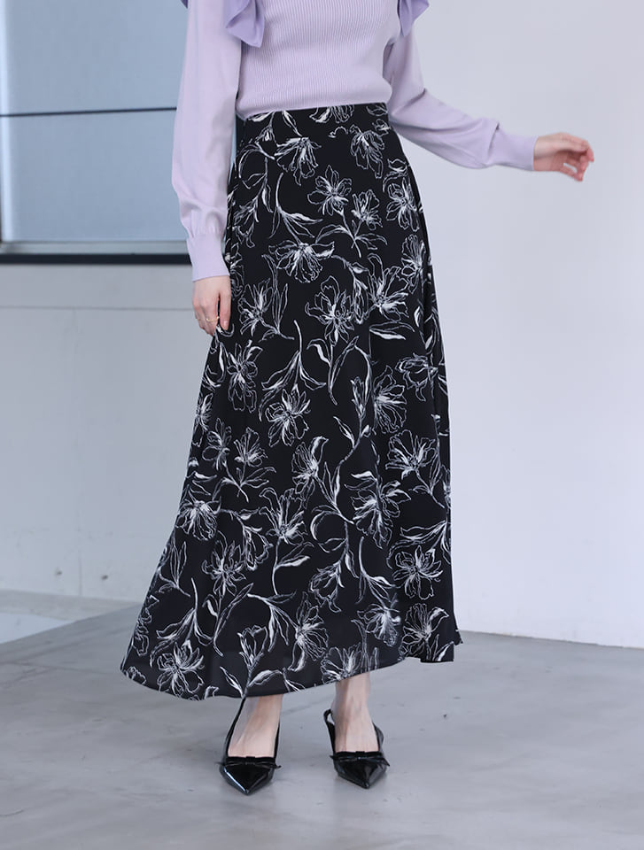 fifth 【U150サイズあり】フラワープリントフレアロングスカート