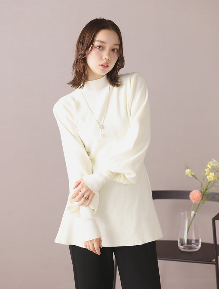 fifth ロングカフスペプラムハイネックニット | 人気レディース