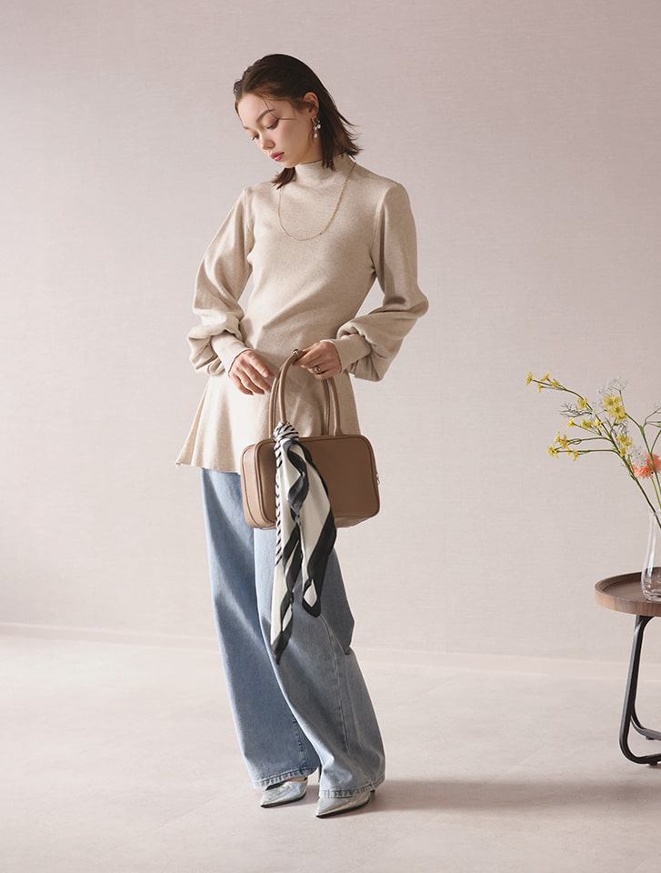 fifth ロングカフスペプラムハイネックニット | 人気レディース