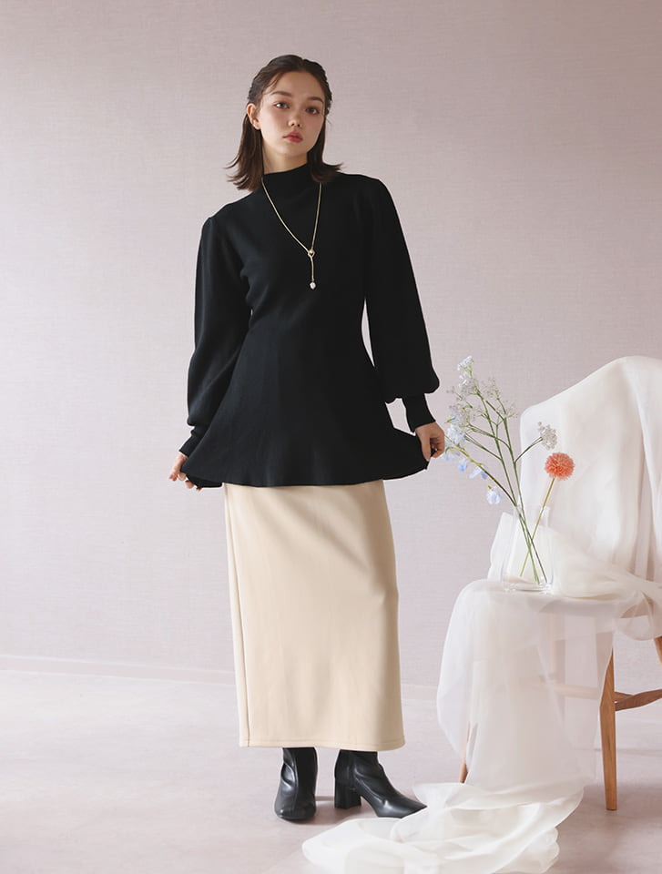 fifth ロングカフスペプラムハイネックニット | 人気レディース