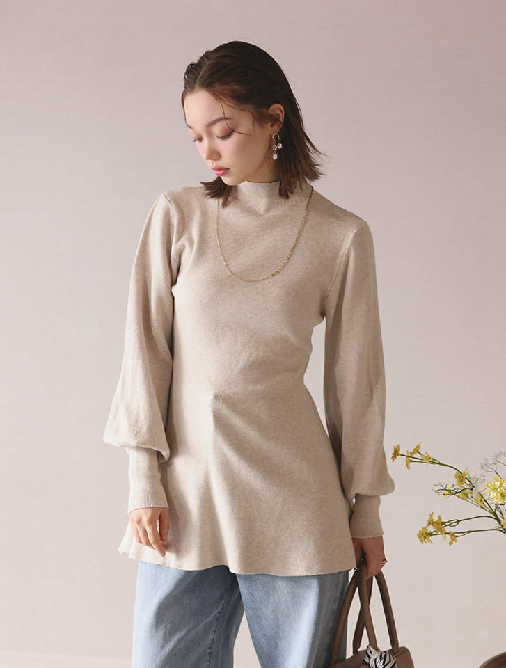 fifth ロングカフスペプラムハイネックニット | 人気レディース