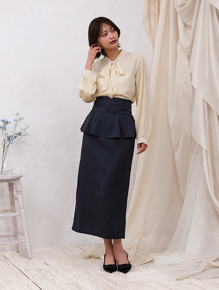 fifth 【cho____07セレクト】ファスナー付きペプラムナロースカート