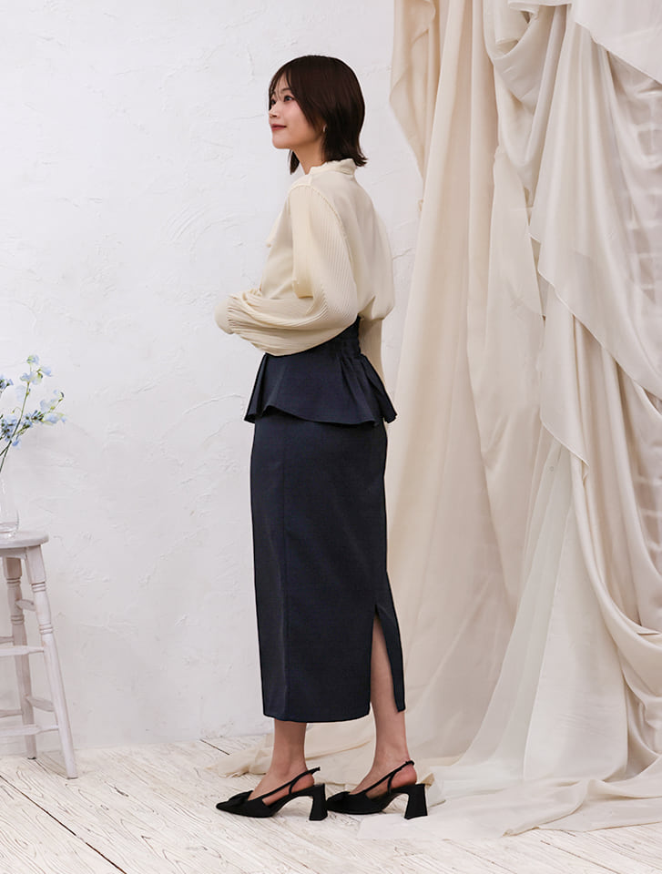 fifth 【cho____07セレクト】ファスナー付きペプラムナロースカート