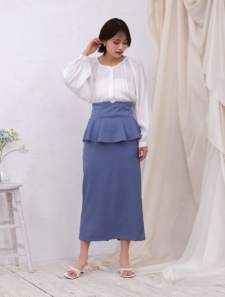 fifth 【cho____07セレクト】ファスナー付きペプラムナロースカート