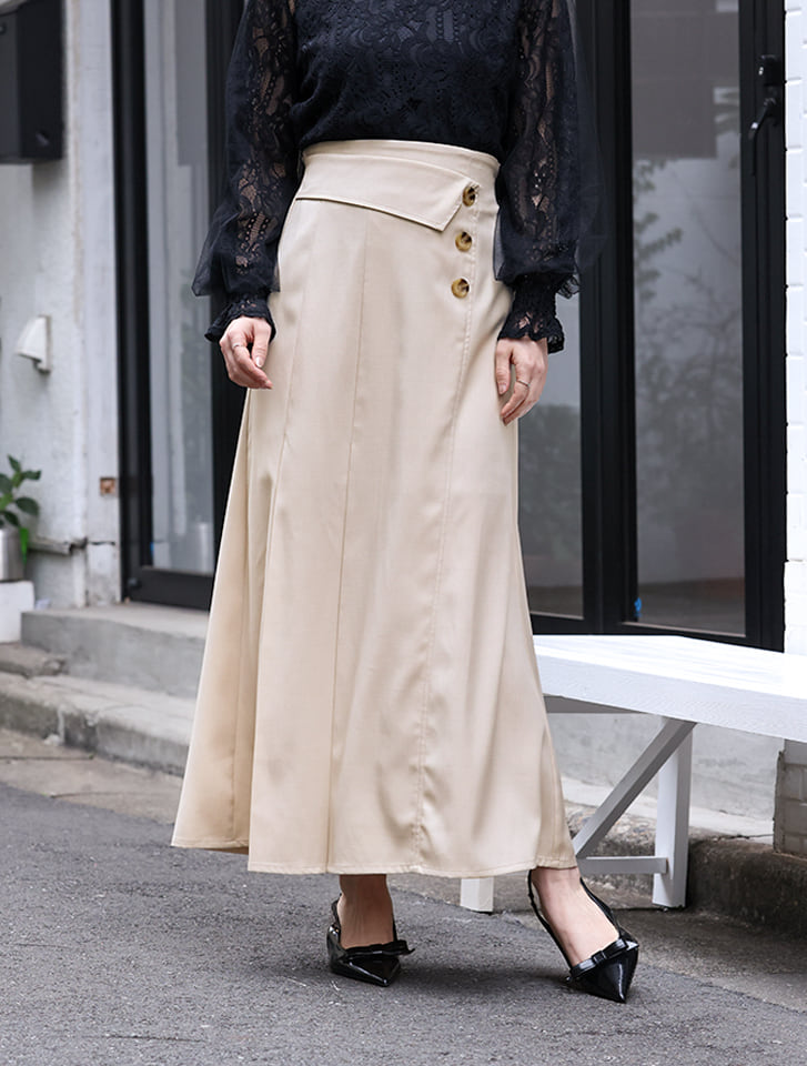 折り返しデザインロングスカート