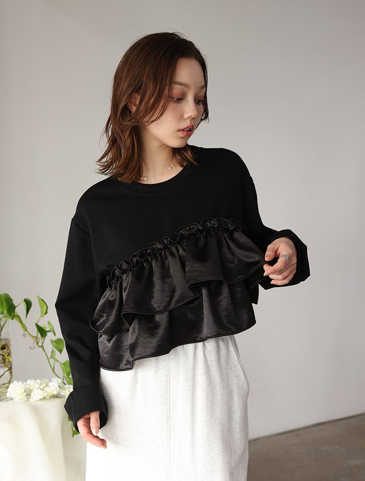 アシンメトリーフリルプルオーバー