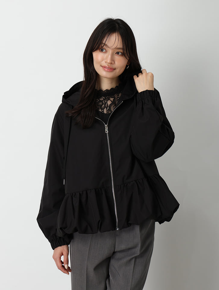 ペプラムジップパーカージャケット