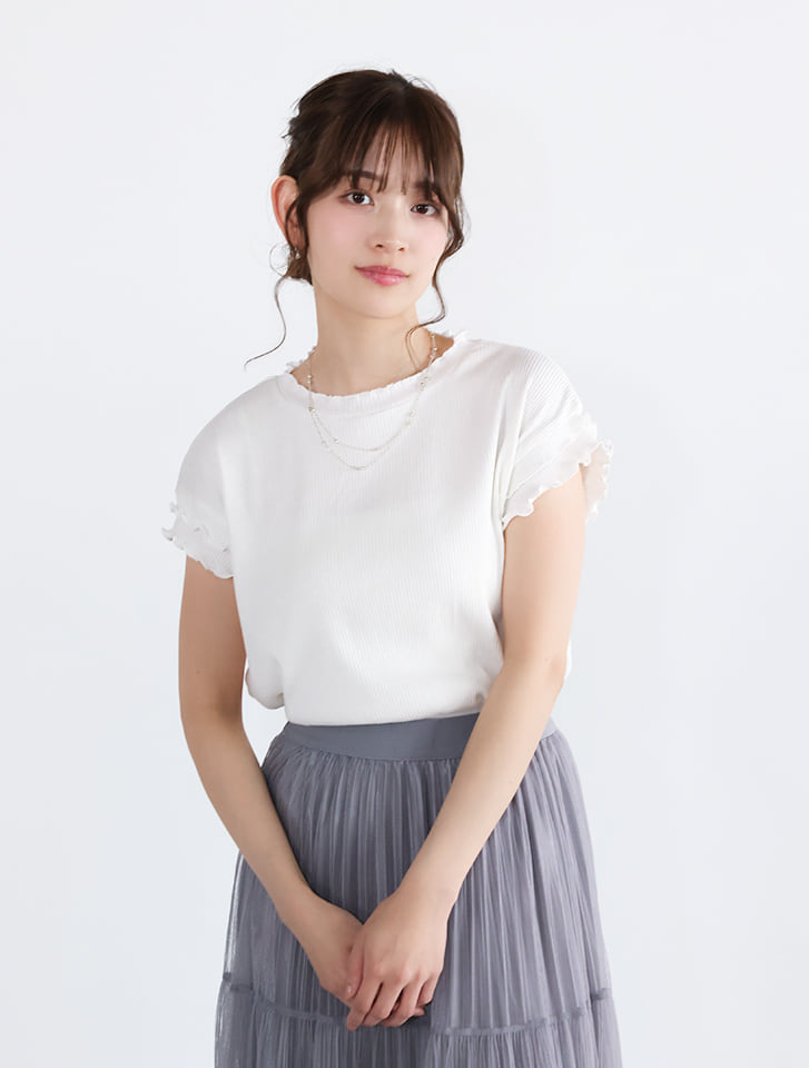 リブメローフレンチスリーブTシャツ