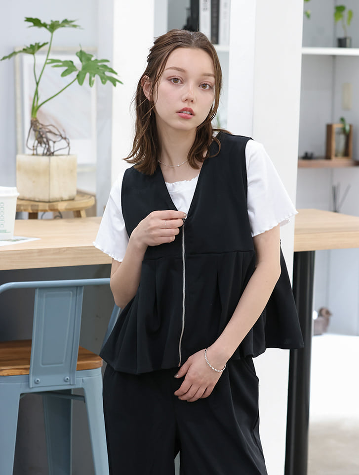 fifth 【2点セット】ペプラムジップベスト×パンツ | 人気レディース